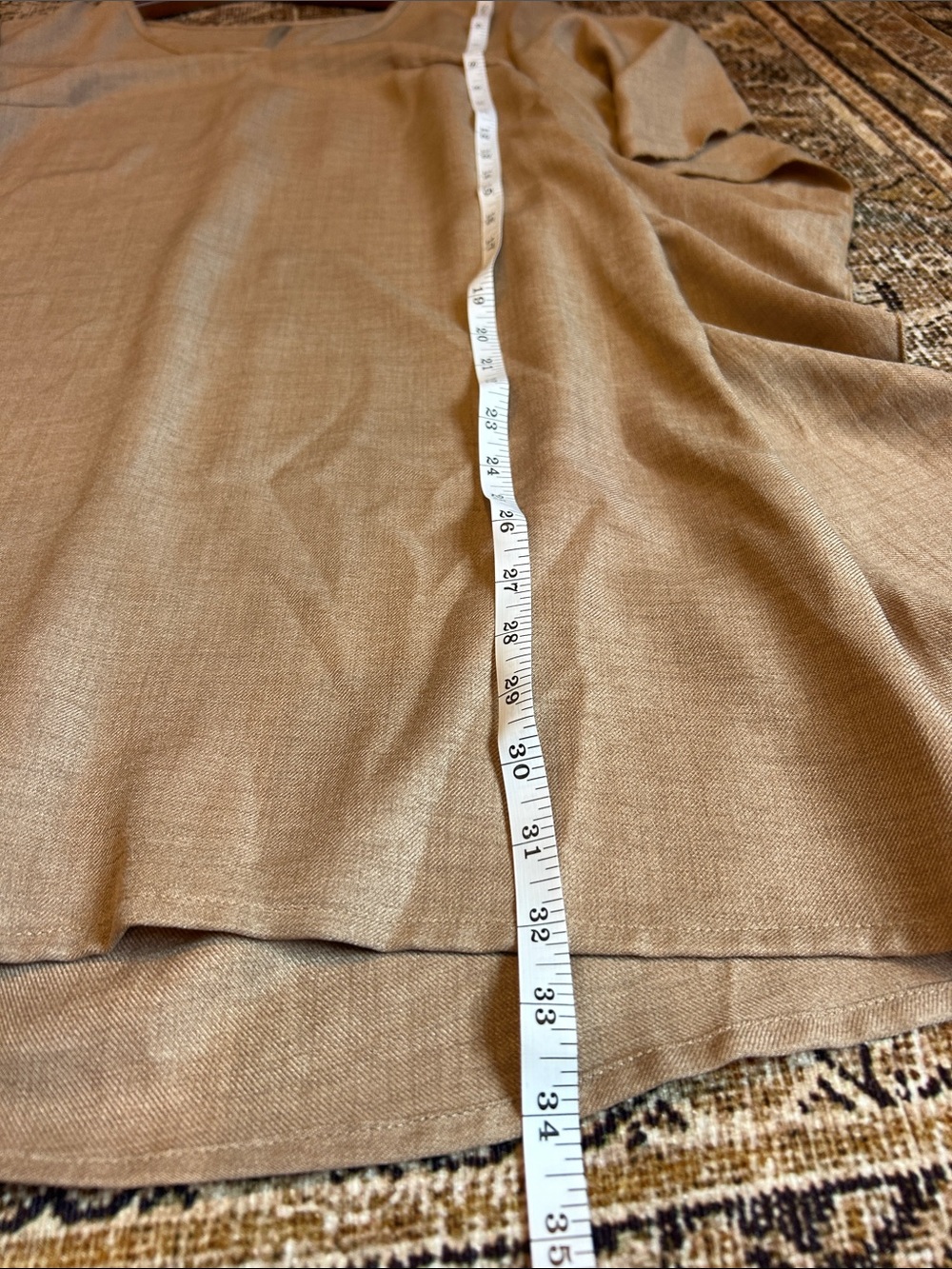 Women’s V-Neck Ruffle Sleeve dress or tunic in Light Brown - Picture 6 of 8